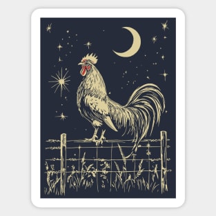Celestial Rooster at Dawn – Mystical Sunrise Awakening Sticker